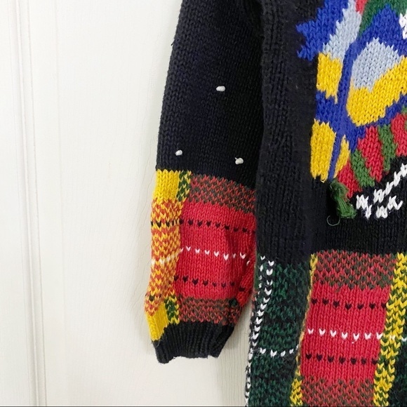 Vintage Ugly Christmas Tree Bear Bobble Hand Knit Sweater - Picture 9 of 11